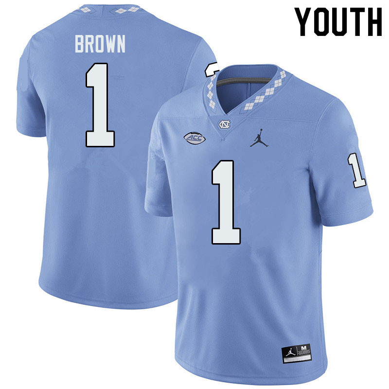Jordan Brand Youth #1 Khafre Brown North Carolina Tar Heels College Football Jerseys Sale-Blue